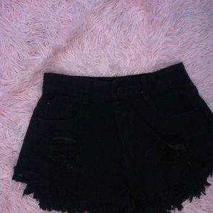 Women’s Black Distressed Jean Shorts